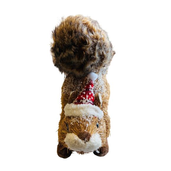 Set of 3 Pier One Natural Fiber Winter Bushy Tail Squirrel, Fox and Flocked Tree - Picture 4 of 8